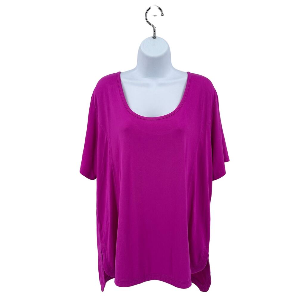 Just Be Free Fuchsia Work Out Top Sz 3X Plus WMNs Scoop Neck Mesh Back Athletica